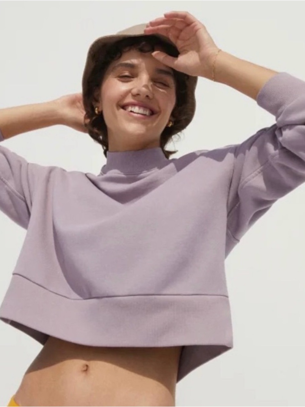 Everlane organic cotton Mock-Neck Cropped Sweatshirt in lilac women’s Small